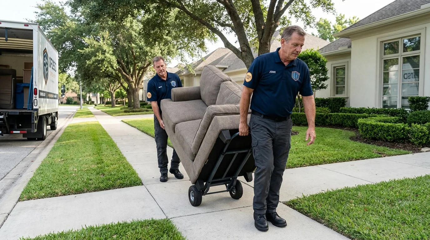 Local residential moving crew loading furniture in Pompano Beach, FL